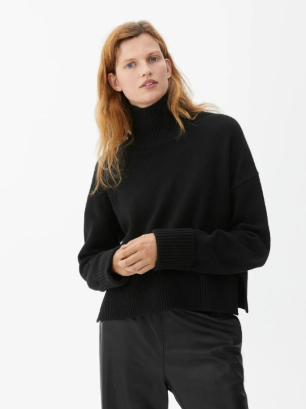 NWOT Arket Black High-Neck Wool Jumper Sweater Black Size Small